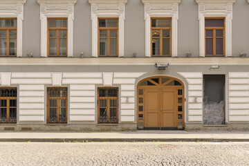 facade of an building with windows