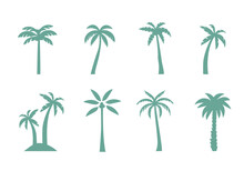 Green Palm Trees Set