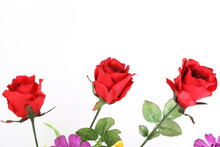 Red Colorful Textile Rose Closeup