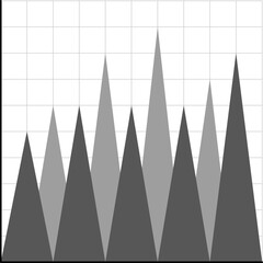 Wall Mural - Business graphs and charts icons. Vector Business infographics icons in black and white colors - statistic and data, charts diagrams, money, down or up arrow, financial chart, economy reduction. For p