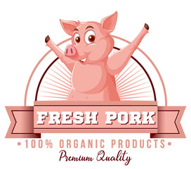 Canvas Print - Pig cartoon character logo for pork products