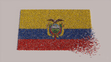 Ecuadorian Banner Background, With People Congregating To Form The Flag Of Ecuador.