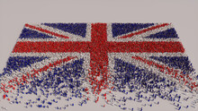 British Flag Formed From A Crowd Of People. Banner Of United Kingdom On White.