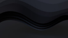 Abstract Background Created From Black 3D Ribbons. Dark 3D Render With Copy-space.  