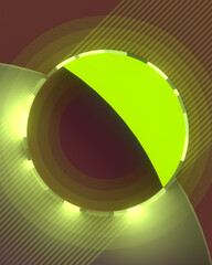 Fototapete - Composition of rounded figures with a trendy color and a luminous ring in the center. 3d rendering digital illustration