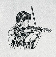 men violinist line art