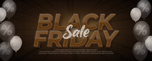 Realistic Black Friday Horizontal Banner With A Few Percent Balloons Right And Left Background
