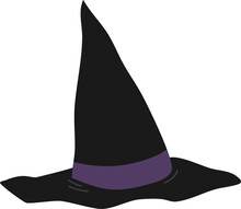 Witch Hat Halloween Elements Hand Drawing Style. Vector Illustration.
