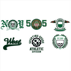 varsity , school fashion applique graphic set