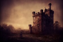 Dark Fantasy Castle Covered In Gloom