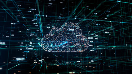 3D illustration, symbol of cloud technology in contemporary digital world