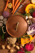 vegetables and cooking pot- preparation of soup