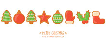 Christmas Greeting Card With Cookies Gingerbread Set Sweet Decoration