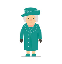 Vector Illustration Of Senior Woman Dressed In Smart Clothes And A Hat