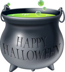 Sticker - Happy Halloween witch cauldron