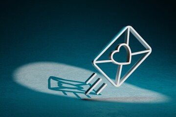 Poster - Beautiful abstract illustrations Wedding Invitation with heart symbol icon on a dark blue background. 3d rendering illustration. Wedding day.