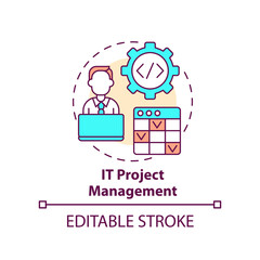 it project management concept icon. creating software and applications abstract idea thin line illus