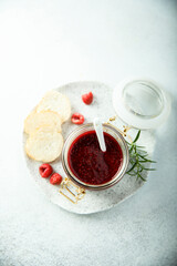 Poster - Raspberry jam or sauce with fresh rosemary