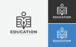 © arman - Minimal Education Logo Design Template. Academy Logo Vector For Graduation, Pen, Pencil, Book, And Human Iconic Concept