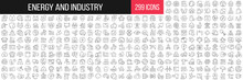 Energy And Industry Linear Icons Collection. Big Set Of 299 Thin Line Icons In Black. Vector Illustration