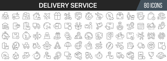 Poster - Delivery service line icons collection. Big UI icon set in a flat design. Thin outline icons pack. Vector illustration EPS10