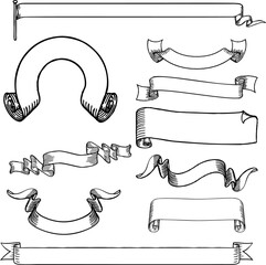 Wall Mural - ribbons scrolls and banners set