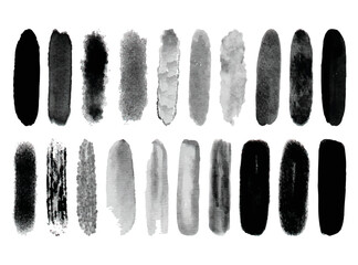 Black set paint, ink brush, brush strokes, brushes collection brush stroke paint boxes white background