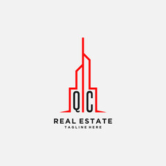 Wall Mural - Initial letter QC  Real Estate Logo stock illustration. Logo vector