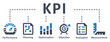 KPI icon - vector illustration . KPI , key, performance, indicator, objective, measurement, optimization, strategy, evaluation, infographic, template, presentation, concept, banner, icon set, icons .