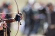 Archers lined up during a traditional archery competition at the world nomad games