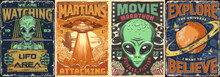 Martians Space Set Colorful Flyer