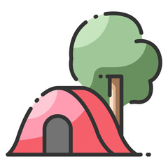 Wall Mural - tent line color icon