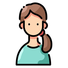Wall Mural - woman f line color icon