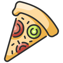 Wall Mural - pizza line color icon