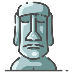 Wall Mural - moai easter island line color icon