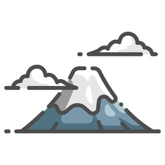 Wall Mural - mountain fuji line color icon