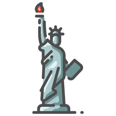 Wall Mural - statue of liberty line color icon