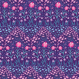 Fototapeta Dinusie - Seamless pattern with pink lilac and blue flowers. Print for textile design.