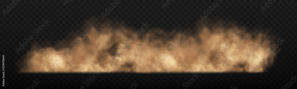 Dust sand cloud with stones and flying dust particles isolated on ...