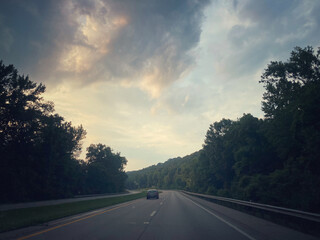 Wall Mural - Evening highway in the hills