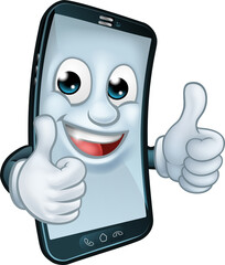 Poster - Mobile Phone Thumbs Up Cartoon Mascot