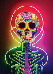 A creepy colourful portrait of a colourful skull for 