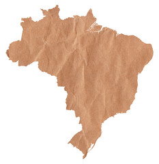 Wall Mural - Map of Brasil made with crumpled kraft paper. Handmade map with recycled material