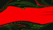 Abstract ink liquid red wave stripe on black background. Glitch neon green line. Digital art screen. Fractal backdrop. Holiday template, flyer, banner, layout, poster, card. Copy space. Metaverse.