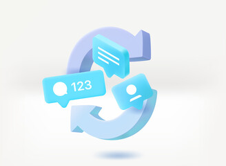 Leinwandbilder - Refreshing social media comments concept with chat balloons. 3d vector illustration