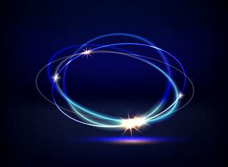 Aufkleber - illuminated studio with neon lights. 3d vector illustration