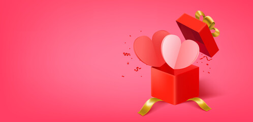 Aufkleber - Happy Valentines Day Greeting card banner with copy space