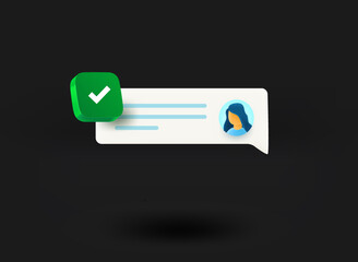 Aufkleber - Internet message with checkmark icon. 3d vector illustration
