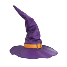 Purple Witch Hat With Orange Strap On White Background, 3d Render