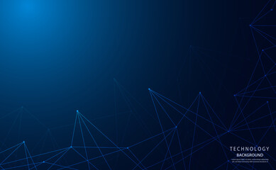Wall Mural - Blue technology background images related to the network. Communication Geometrics